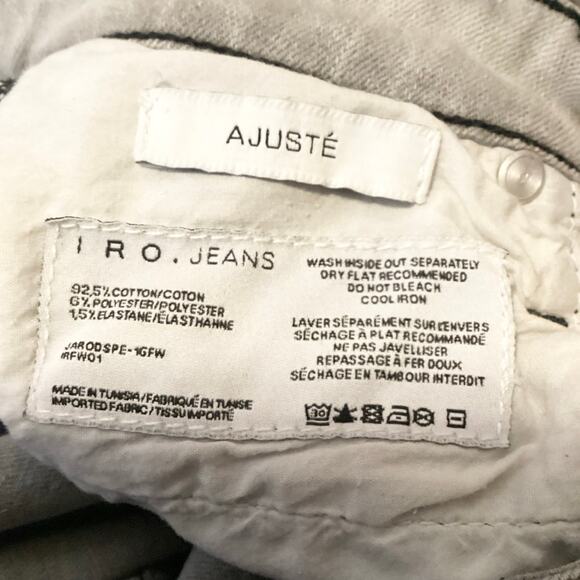 IRO Aujuste Low Rise Gray Skinny Cropped Jeans Black Contrast Stitching 26 - Picture 6 of 6